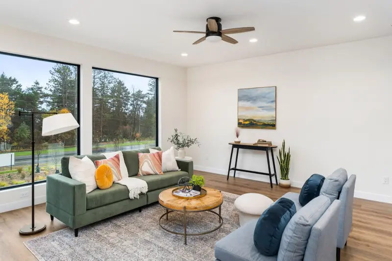 Living room in a completed London East twin home